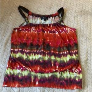 Silky tank top with brass rings on straps